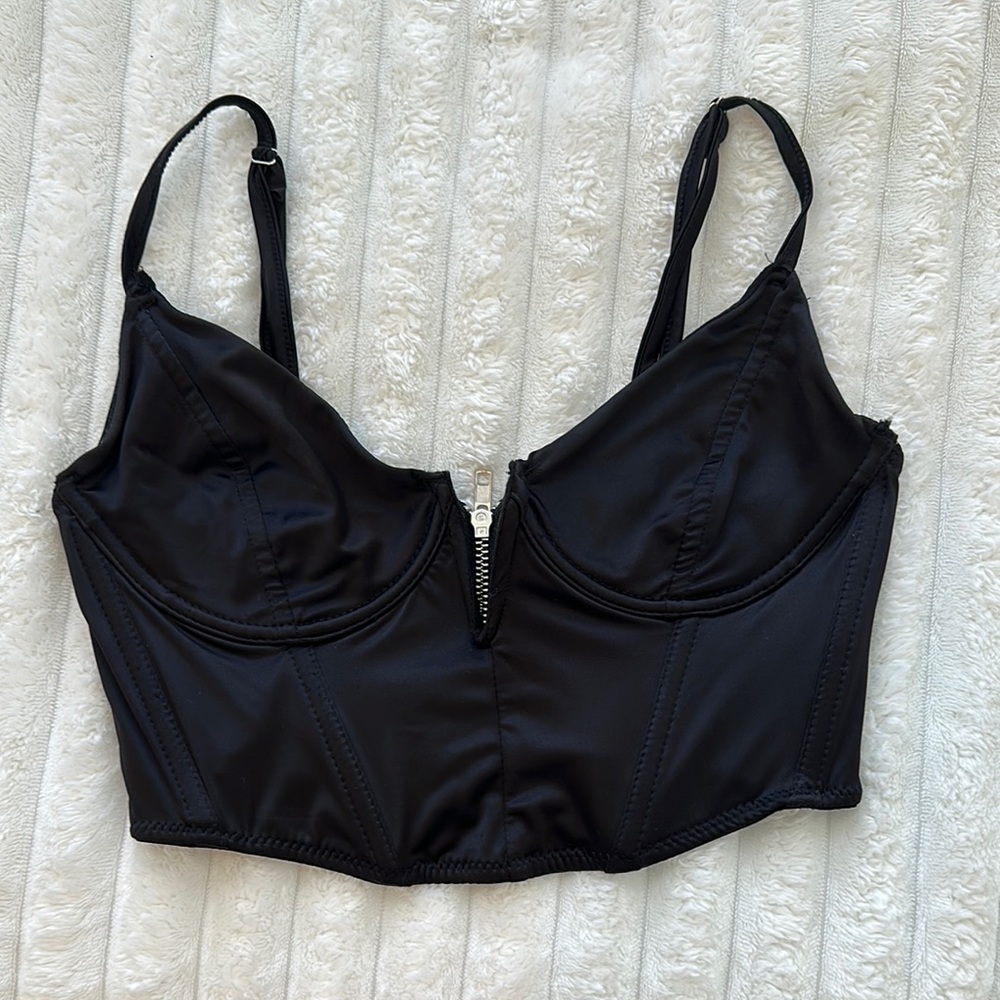 Garage Black Longline Bra with Adjustable Straps